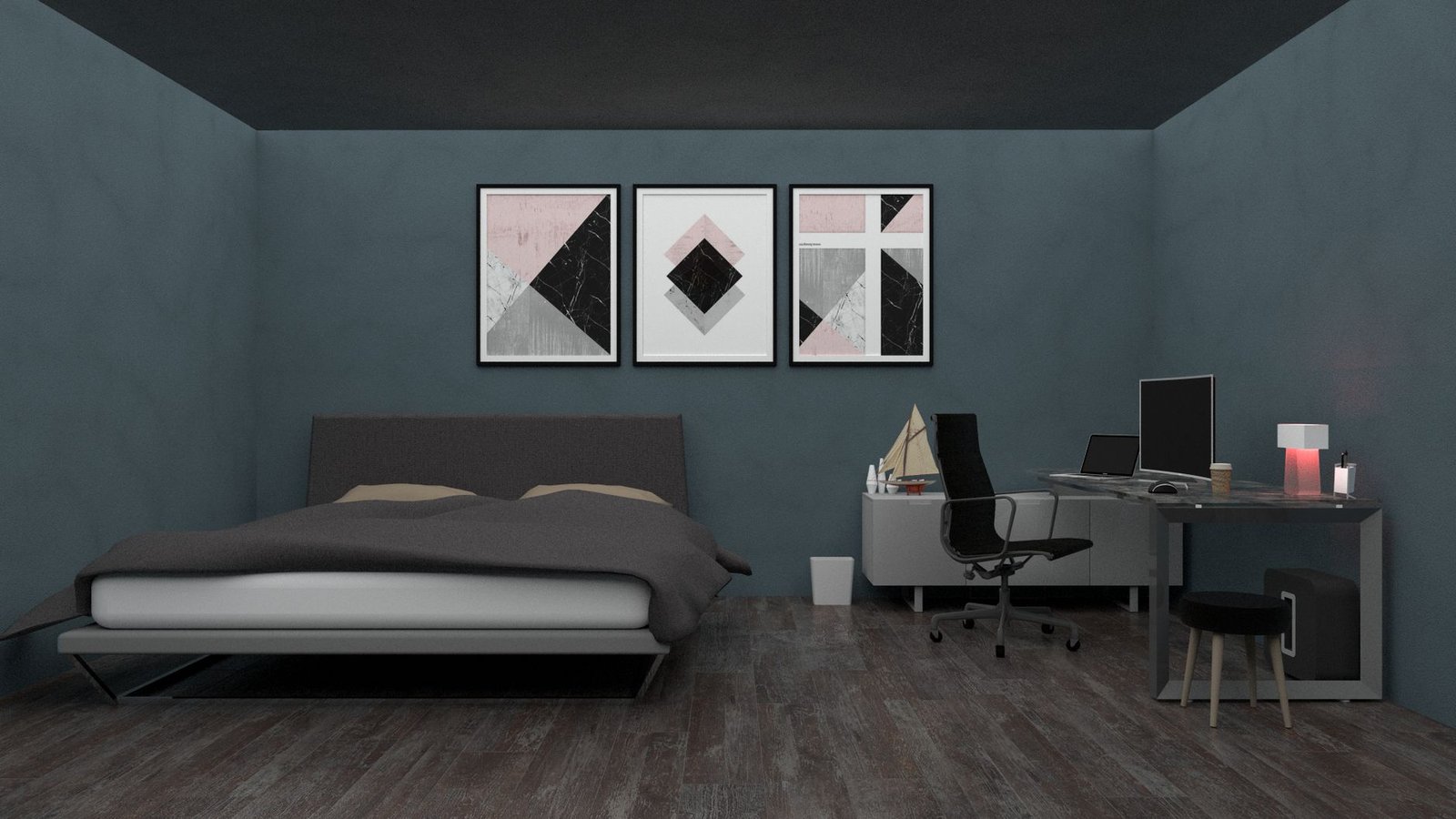 Clean minimalist desk setup with warm accent lighting and subtle NFC sticker.